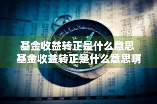 基金收益转正是什么意思 基金收益转正是什么意思啊